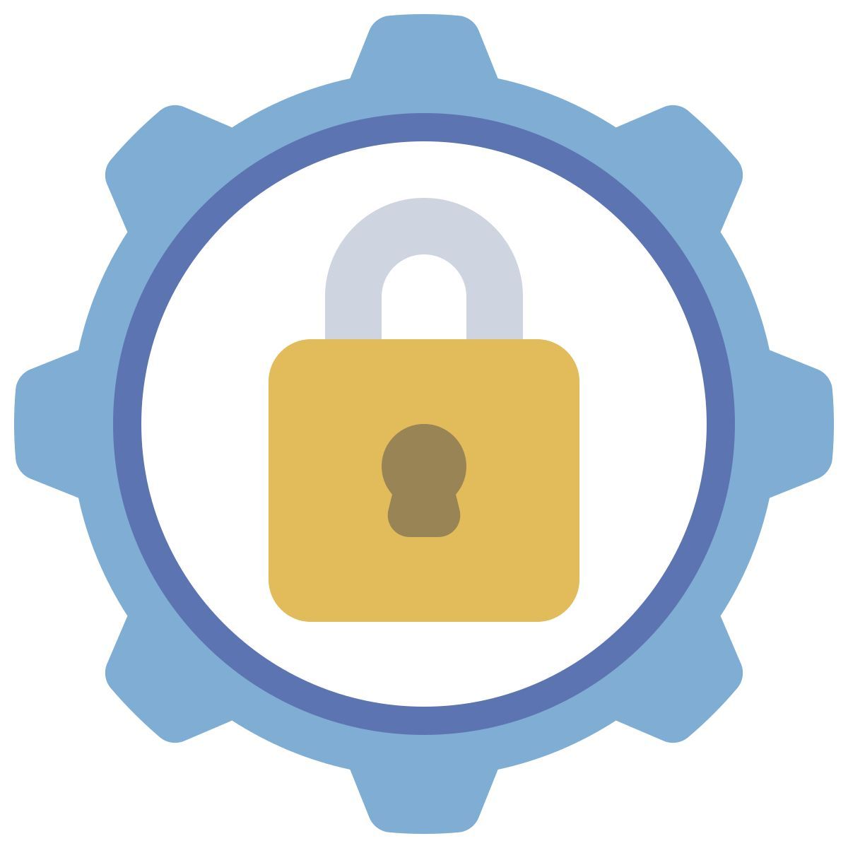 external security gears and cogs flat flat juicy fish icon
