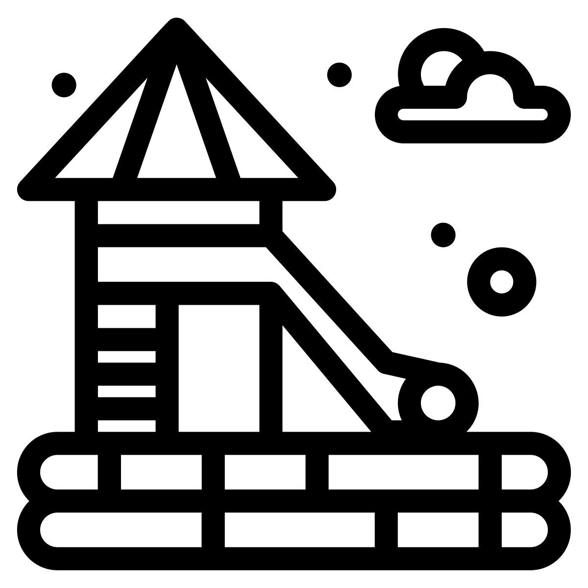 aire de jeux avec toboggans icon