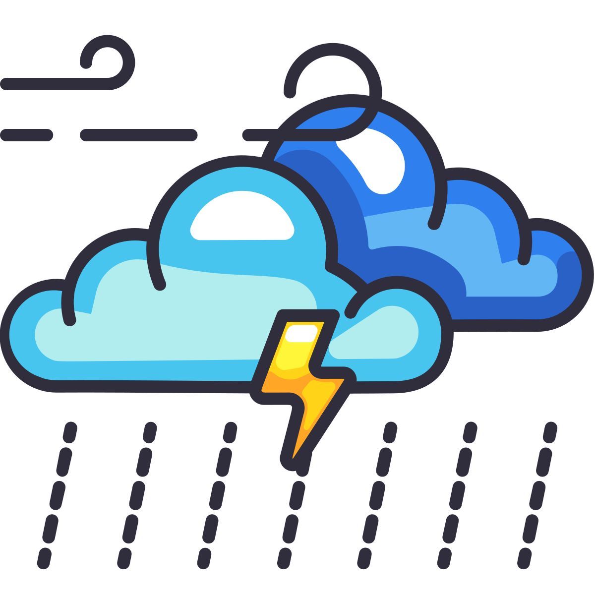 cloudy cloud wind storm rain icon
