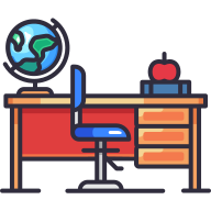 external Teacher-desk-education-goofy-color-kerismaker icon