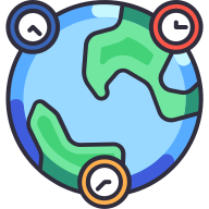 external Time-zone-(3-diferent-time)-travel-tourism-goofy-color-kerismaker icon