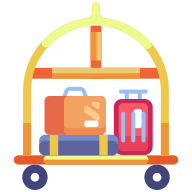 external Trolley-Luggage-hotel-service-goofy-flat-kerismaker icon