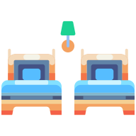 external Twin-Beds-hotel-service-goofy-flat-kerismaker icon