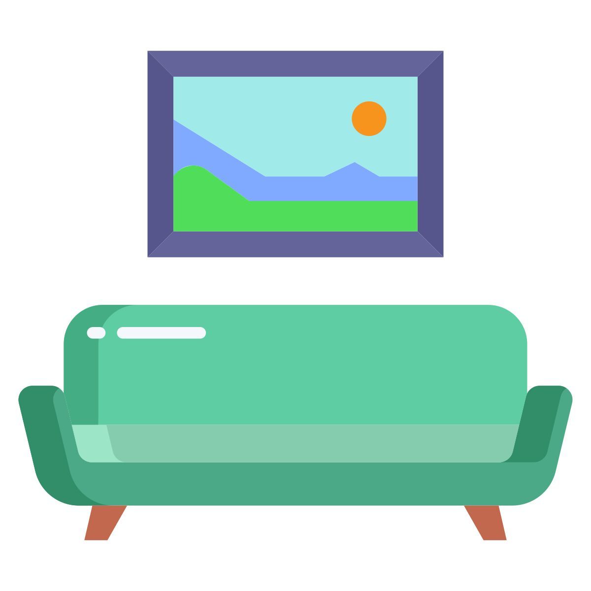 couch and photo frame icon