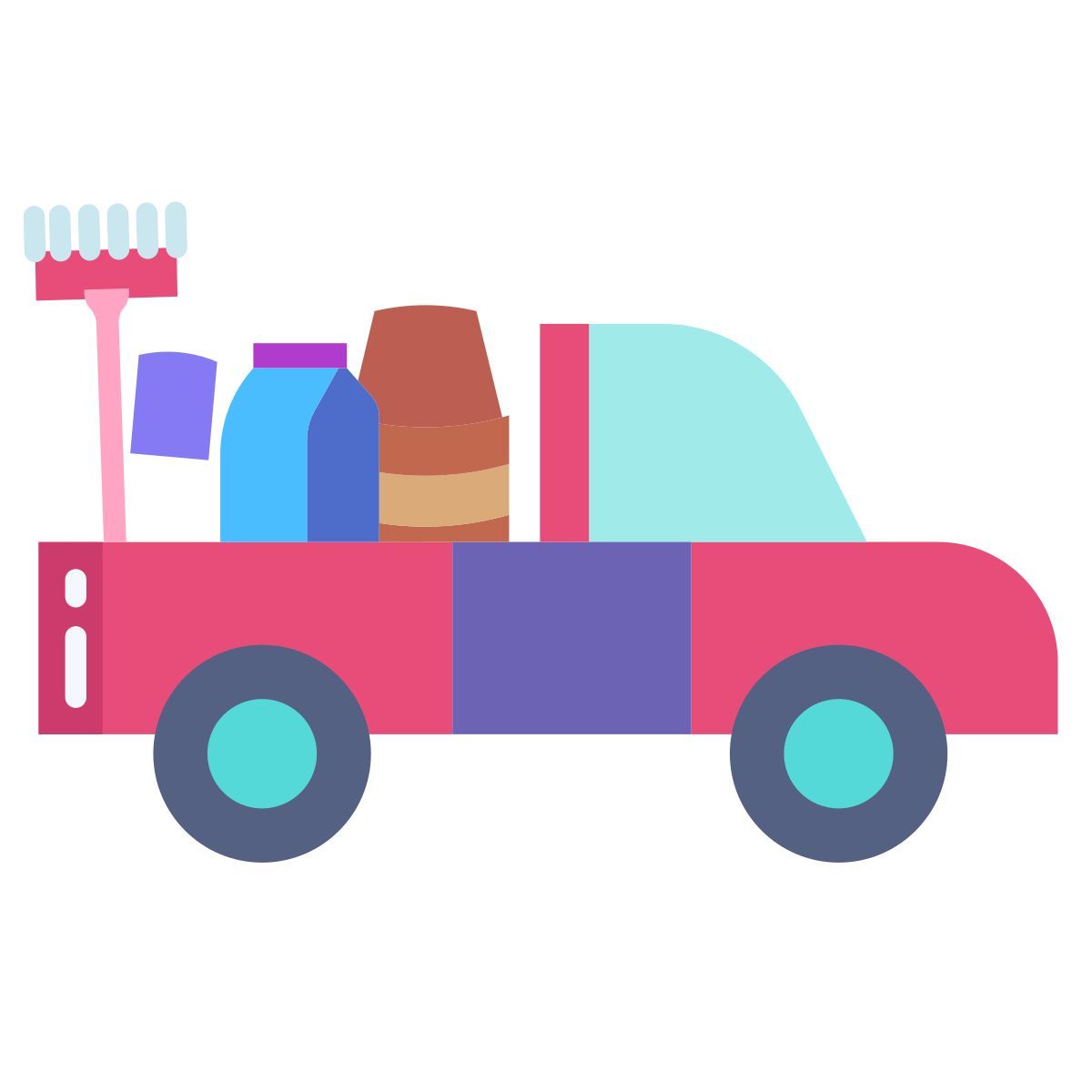 pickup truck with garden accessories icon