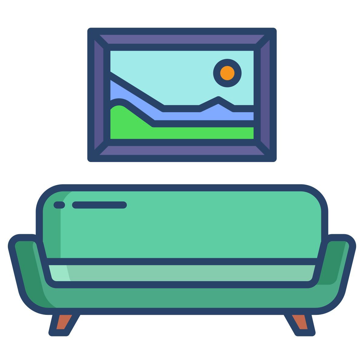 couch and photo frame icon