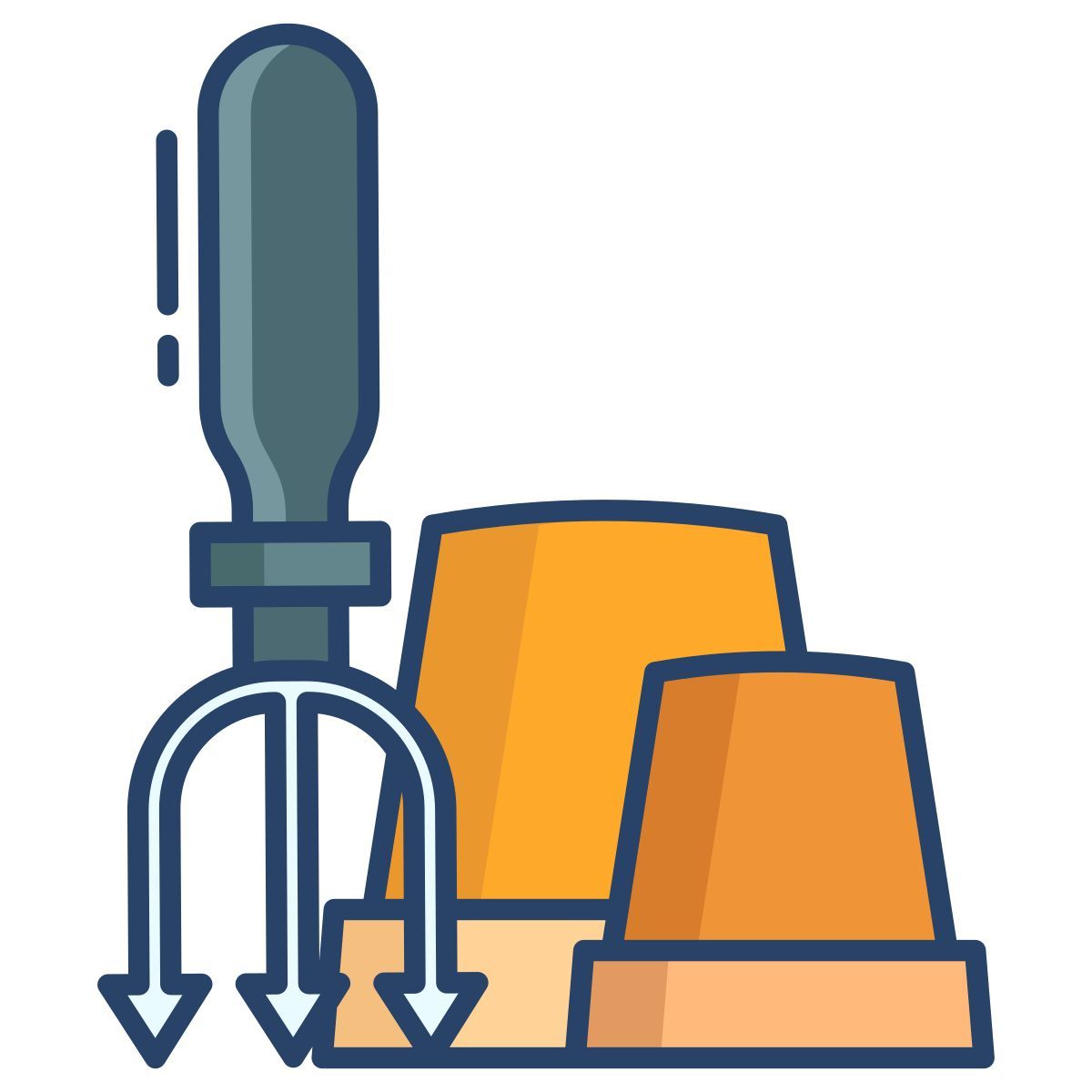 pot and gardening fork icon