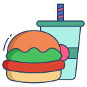 external Stuffed-Bean-Burger-With-Coke-pizza-and-burger-icongeek26-linear-colour-icongeek26 icon