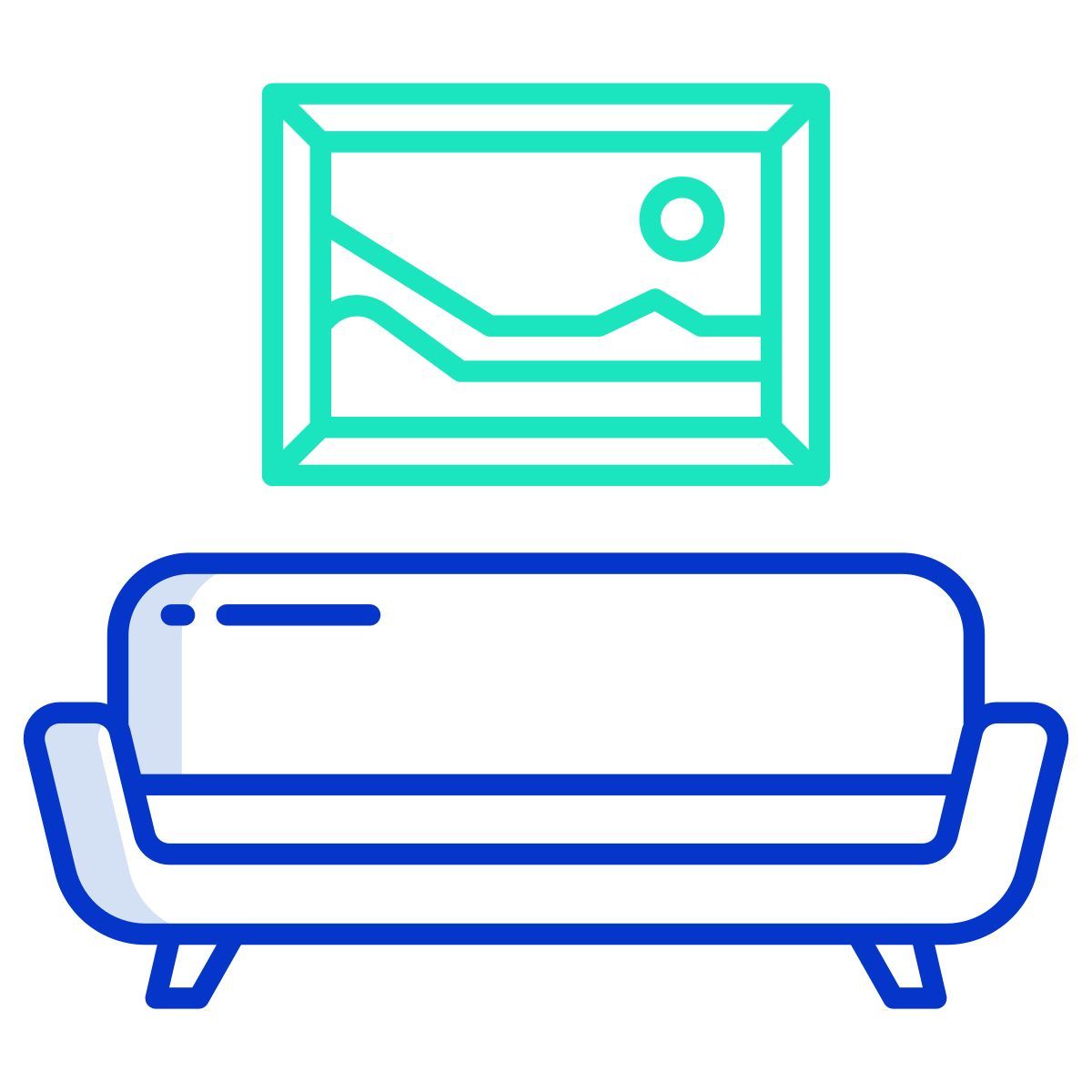 couch and photo frame icon