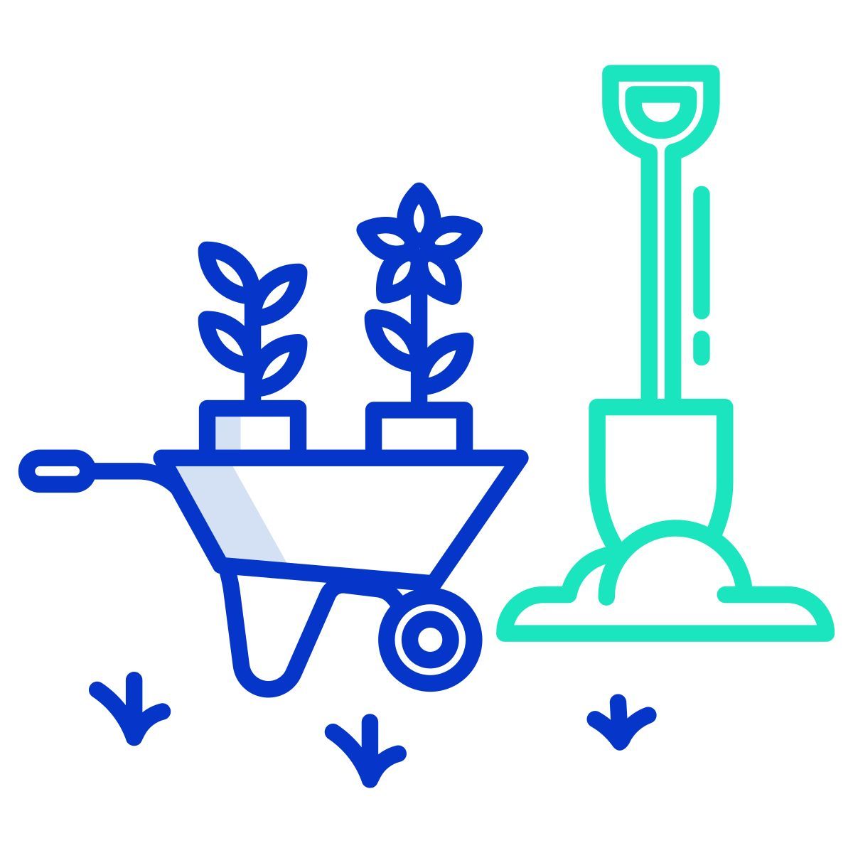 garden cart with flower pot icon