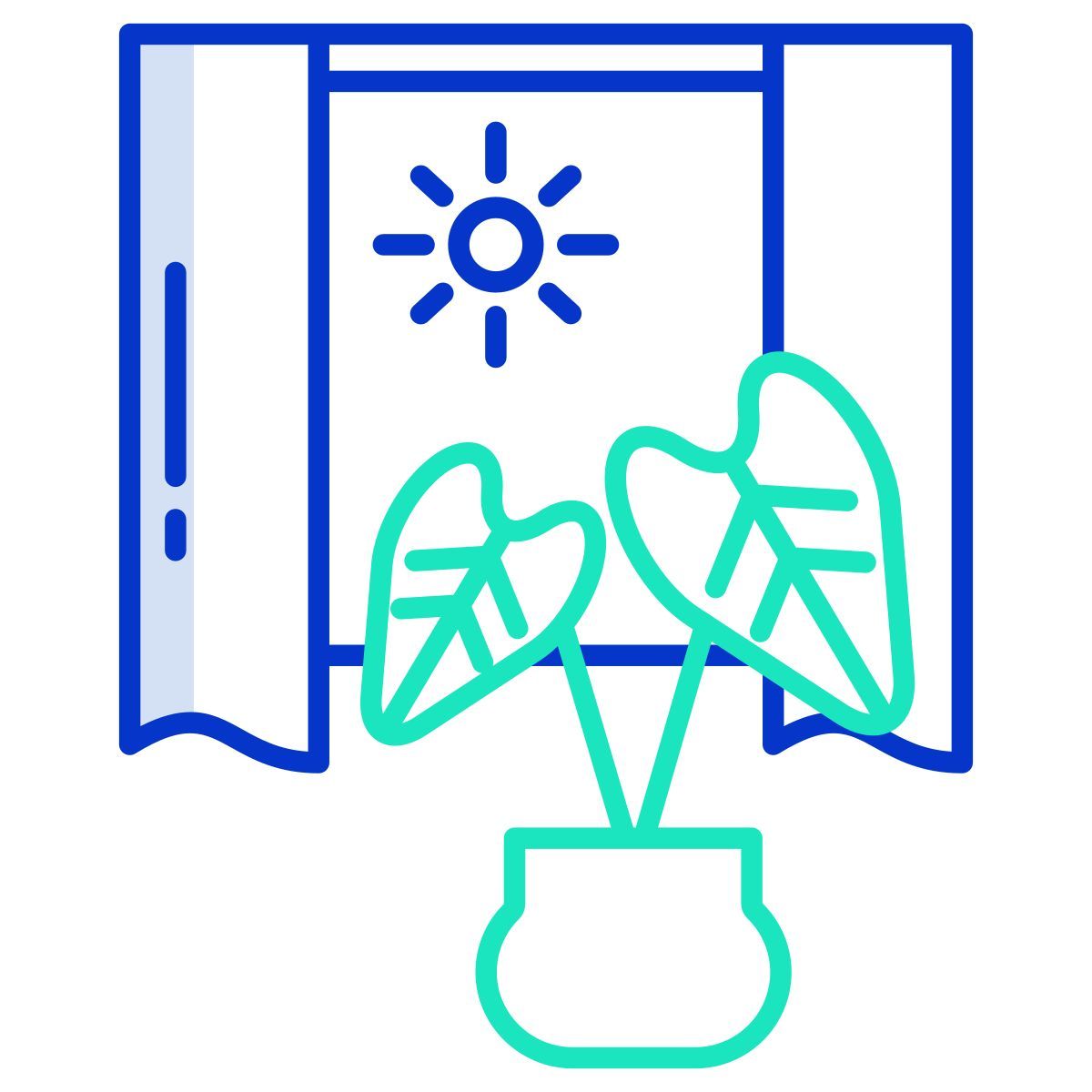 indoor plant and sunlight icon
