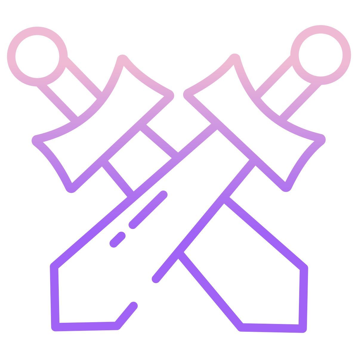 Spade larghe incrociate icon