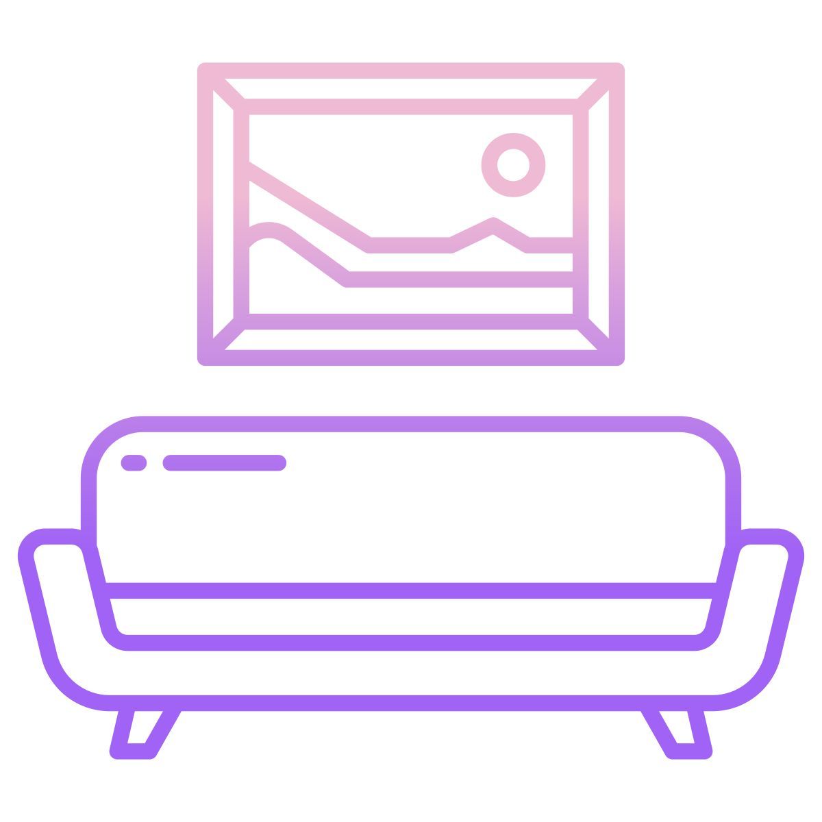 couch and photo frame icon