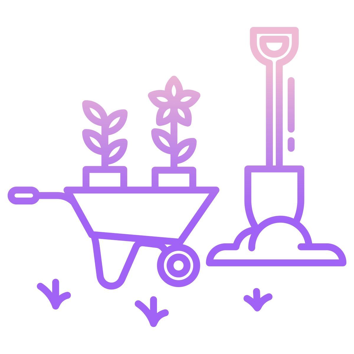 garden cart with flower pot icon