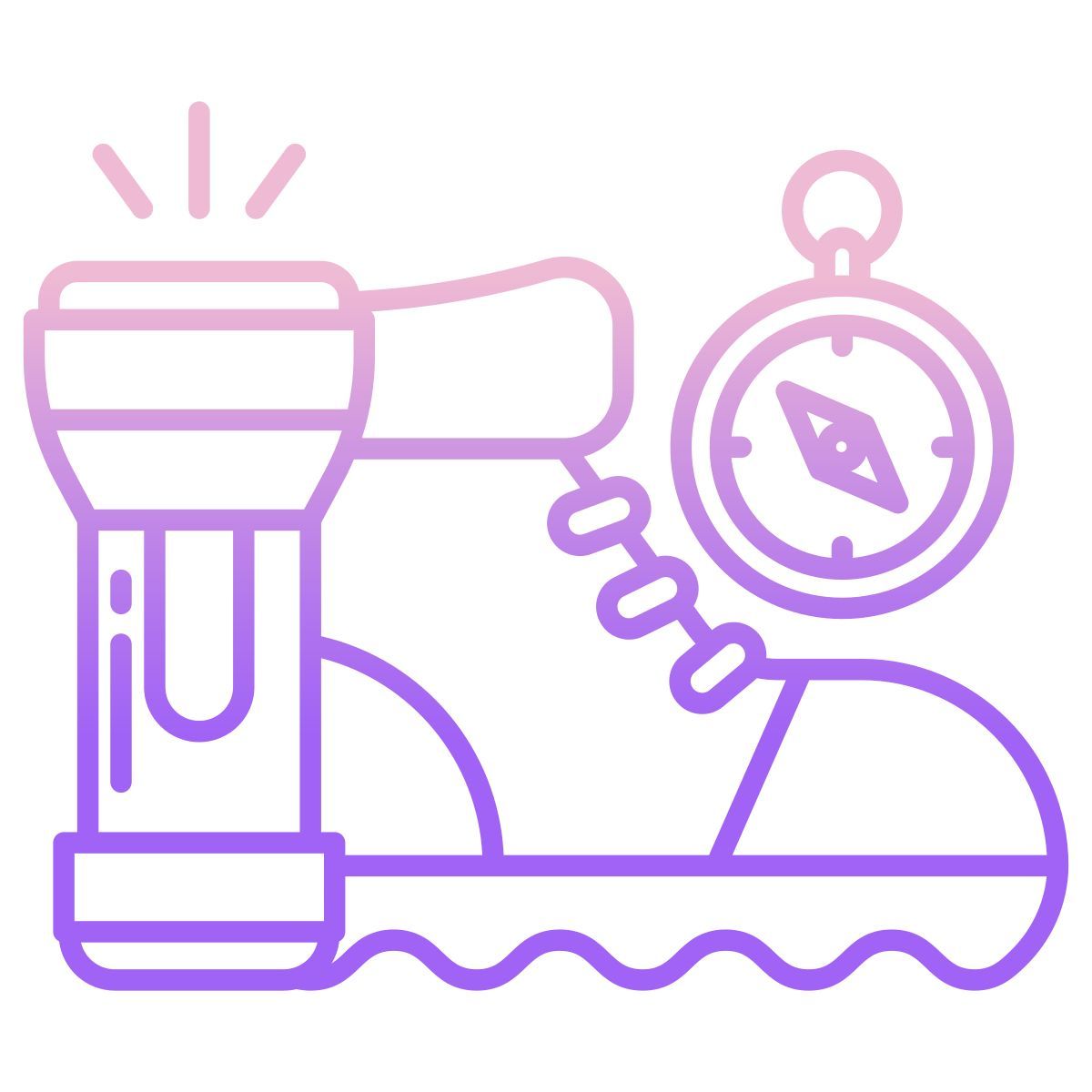 hiking shoes and torch icon
