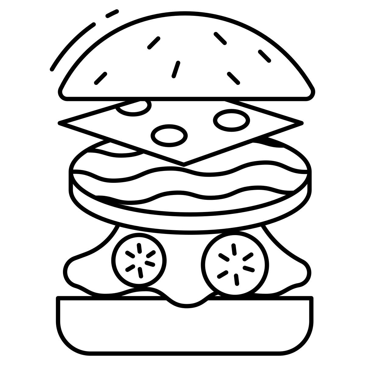 chicken and feta cheese burger icon