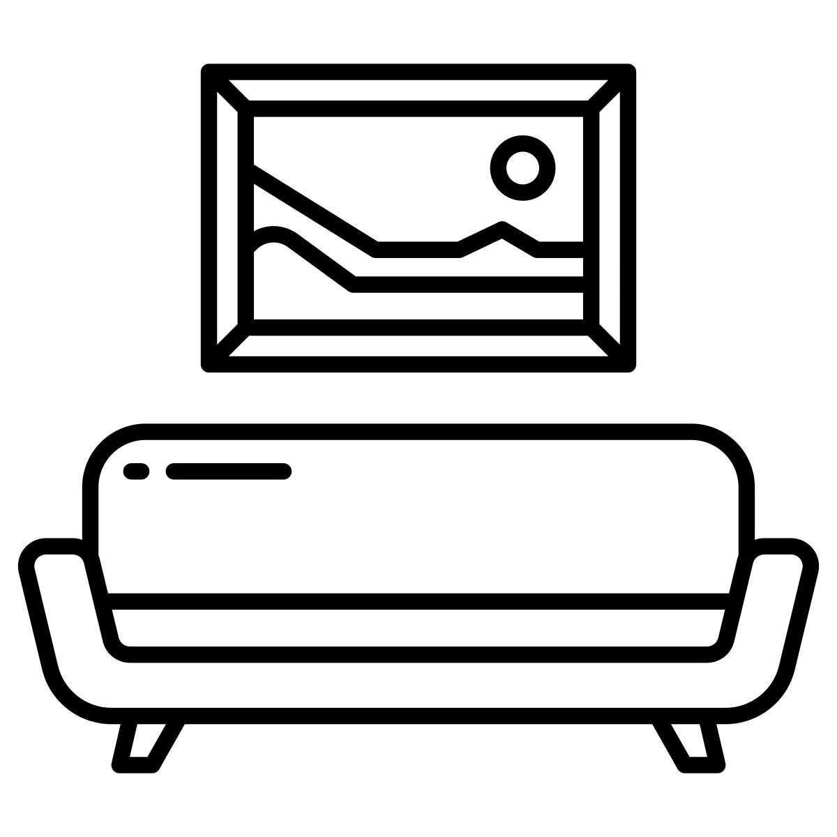 couch and photo frame icon