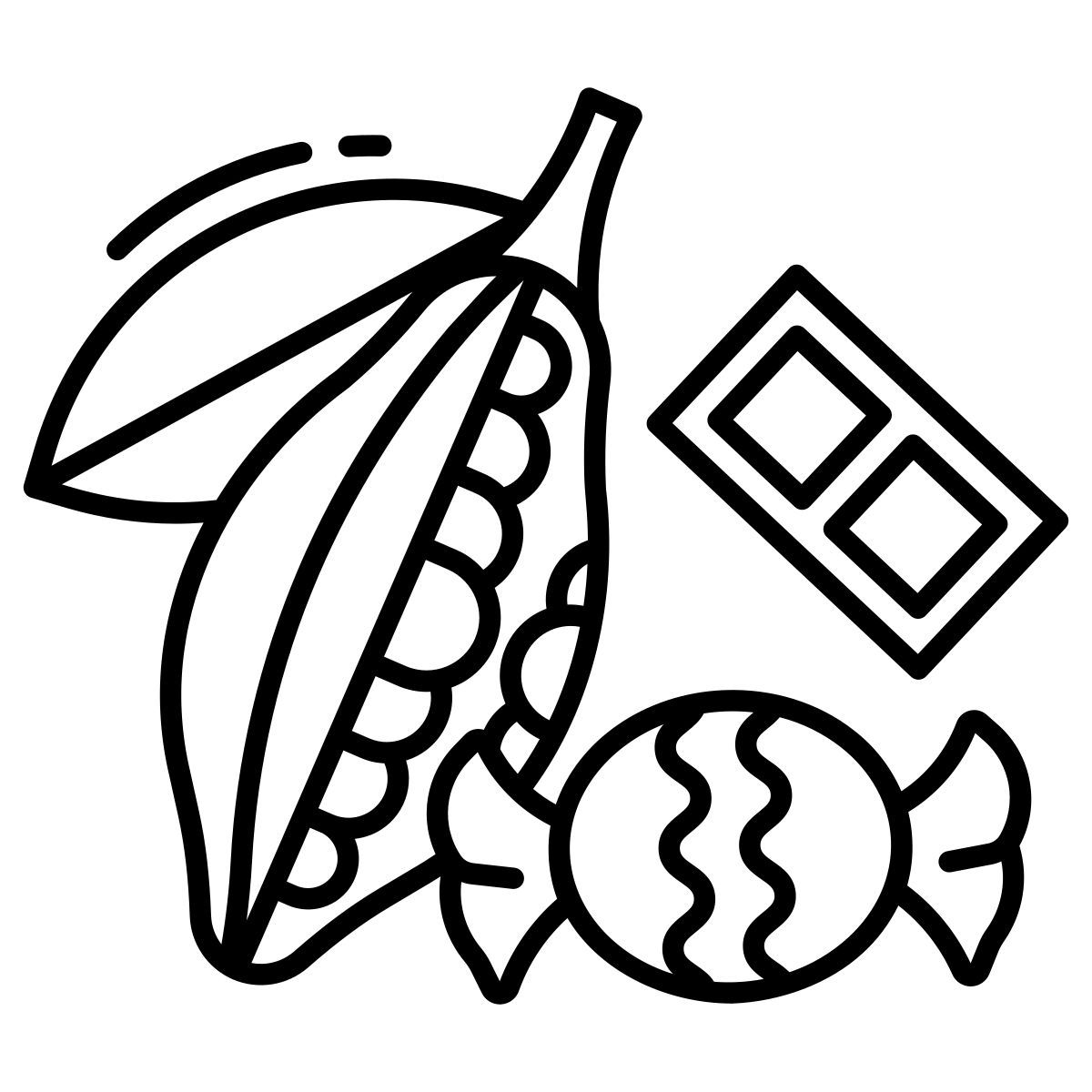 dunkle schokolade und kakaopulver icon