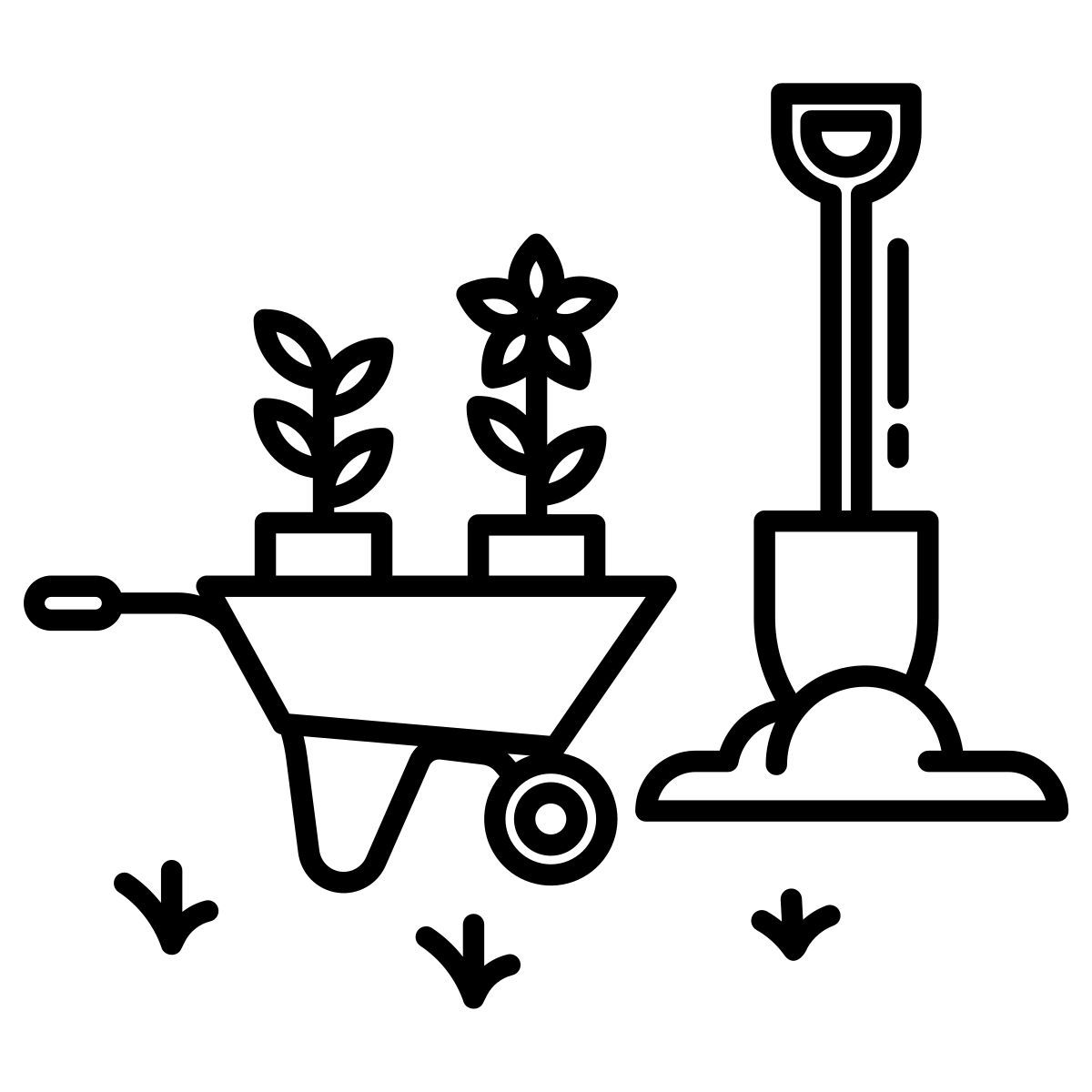garden cart with flower pot icon