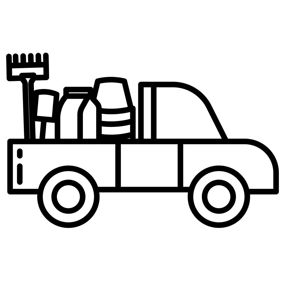 pickup truck with garden accessories icon