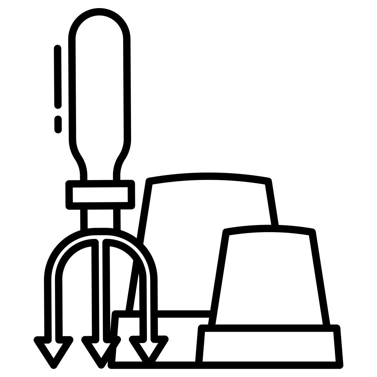 pot and gardening fork icon