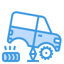external flat-tire-automotive-itim2101-blue-itim2101-1 icon