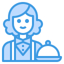 external waiter-female-occupation-avatar-itim2101-blue-itim2101 icon