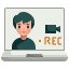 external video-recording-working-from-home-justicon-flat-justicon icon