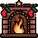 external fireplace-christmas-day-justicon-lineal-color-justicon icon