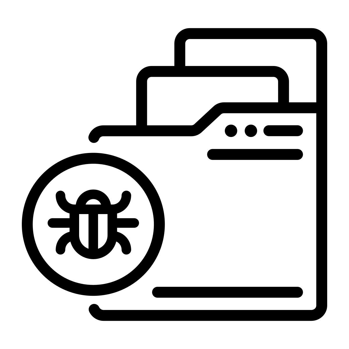 infected; bug; infected folder; malware; virus icon