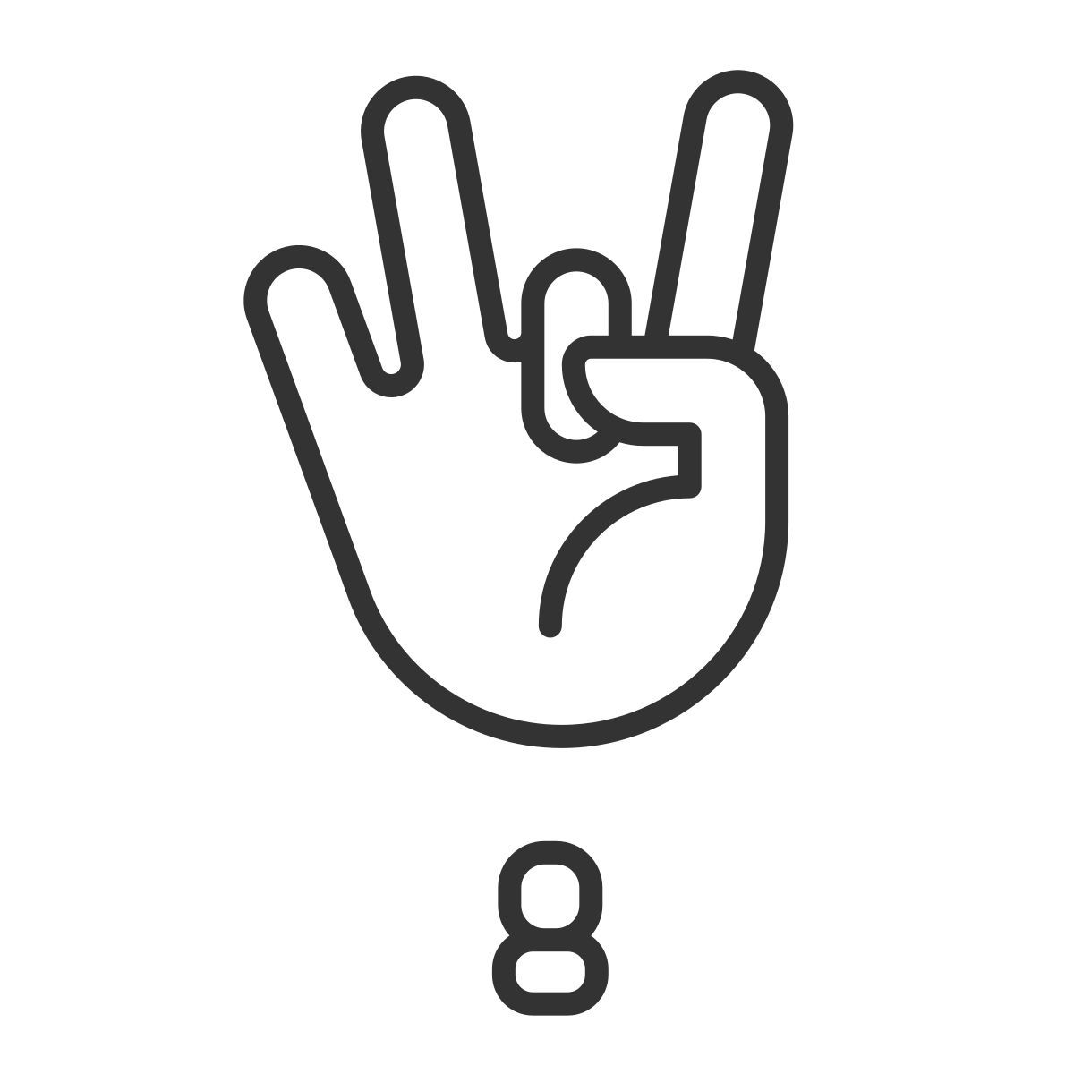 digit eight in asl icon