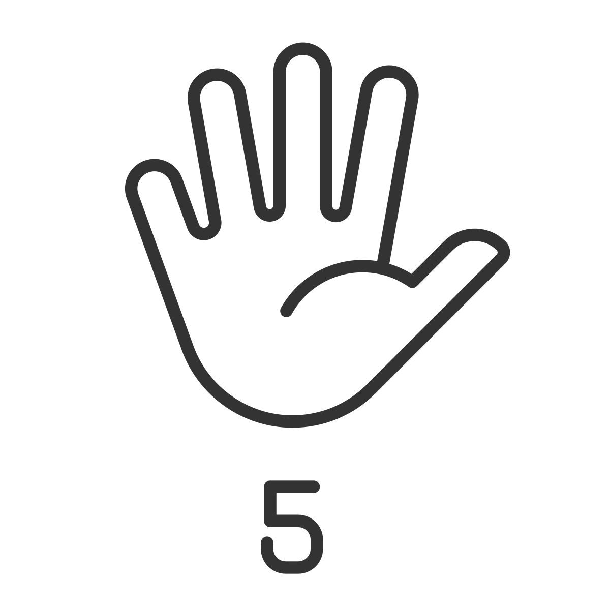 digit five in asl icon