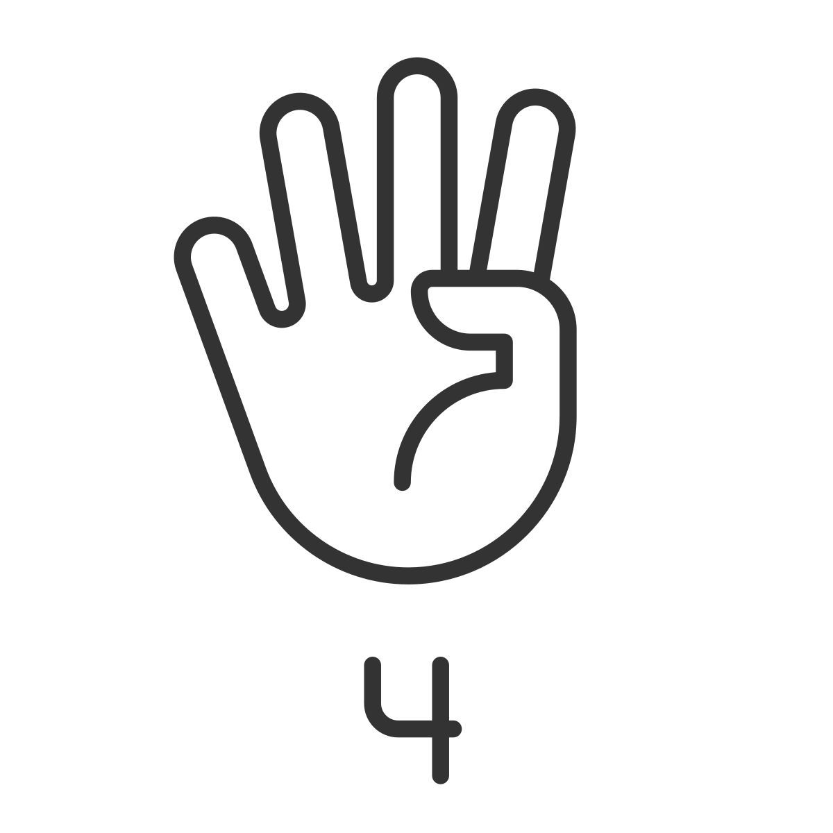 digit four in asl icon