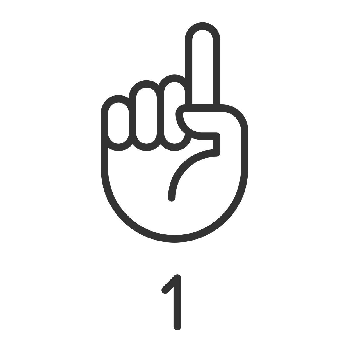 Chiffre un en ASL icon