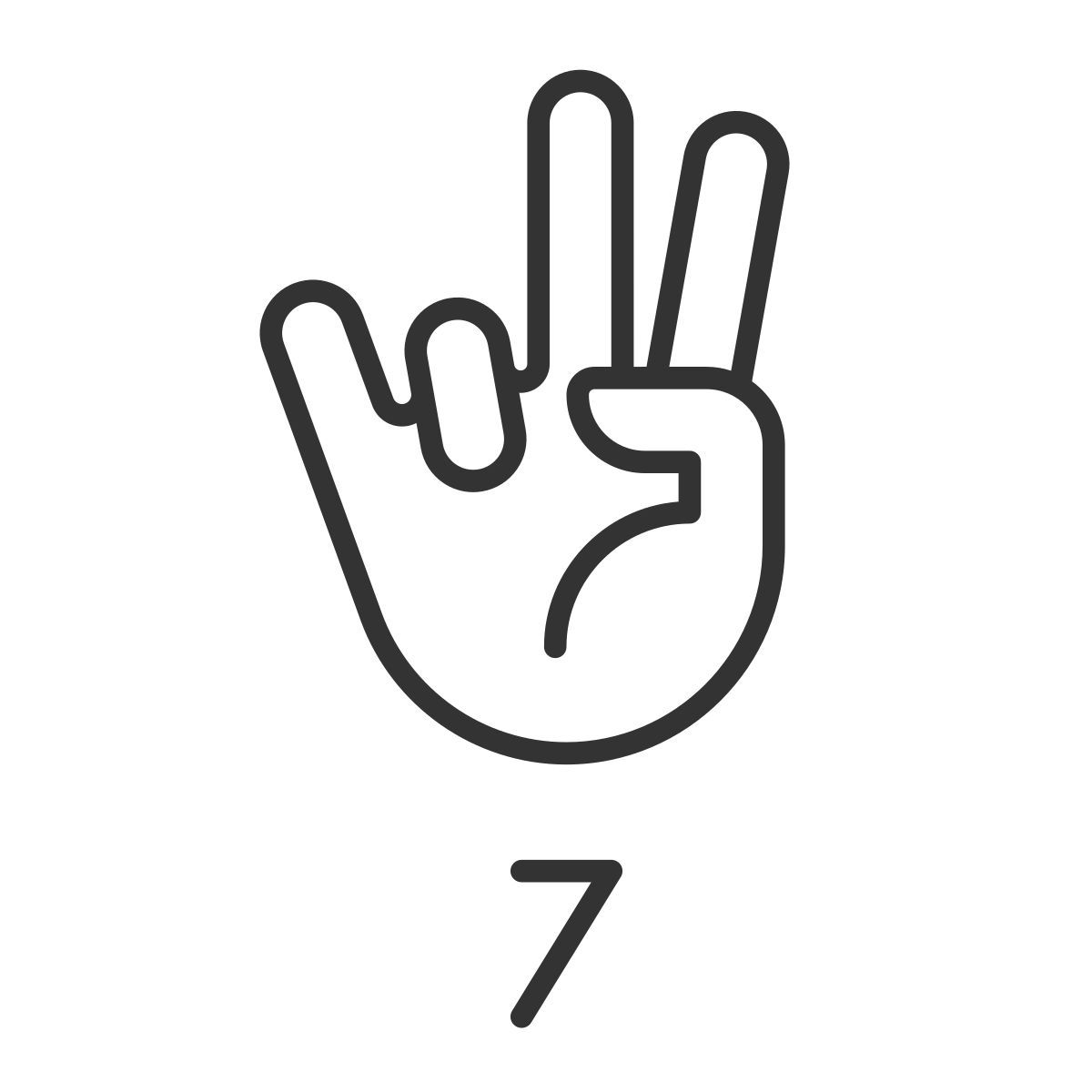 digit seven in asl icon