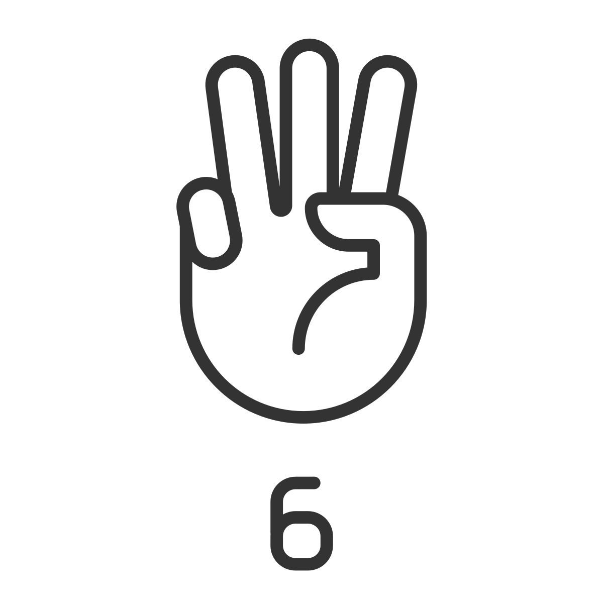 digit six in asl icon