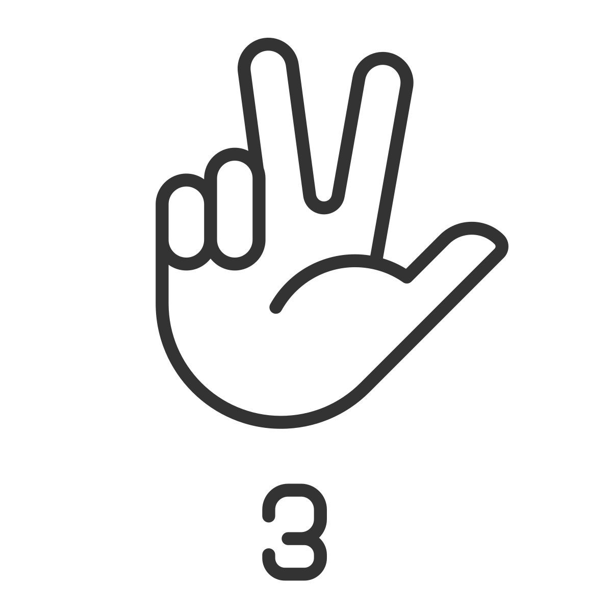 digit three in asl icon