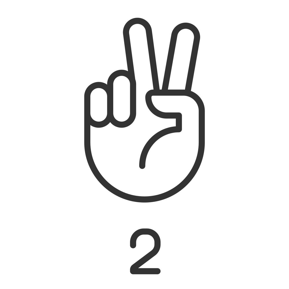 digit two in asl icon