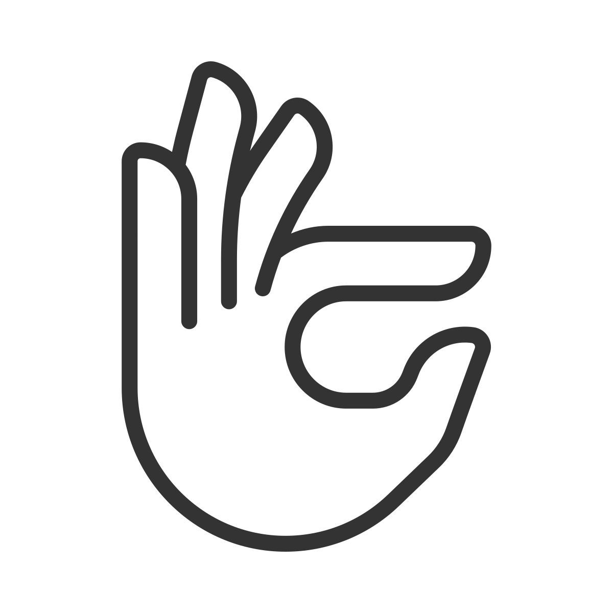fingers holding small item icon