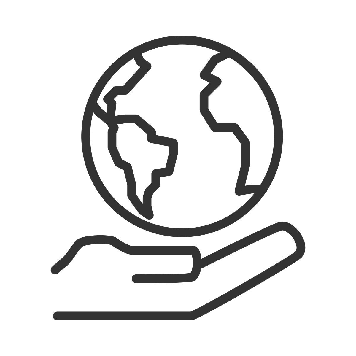 globe on hand icon