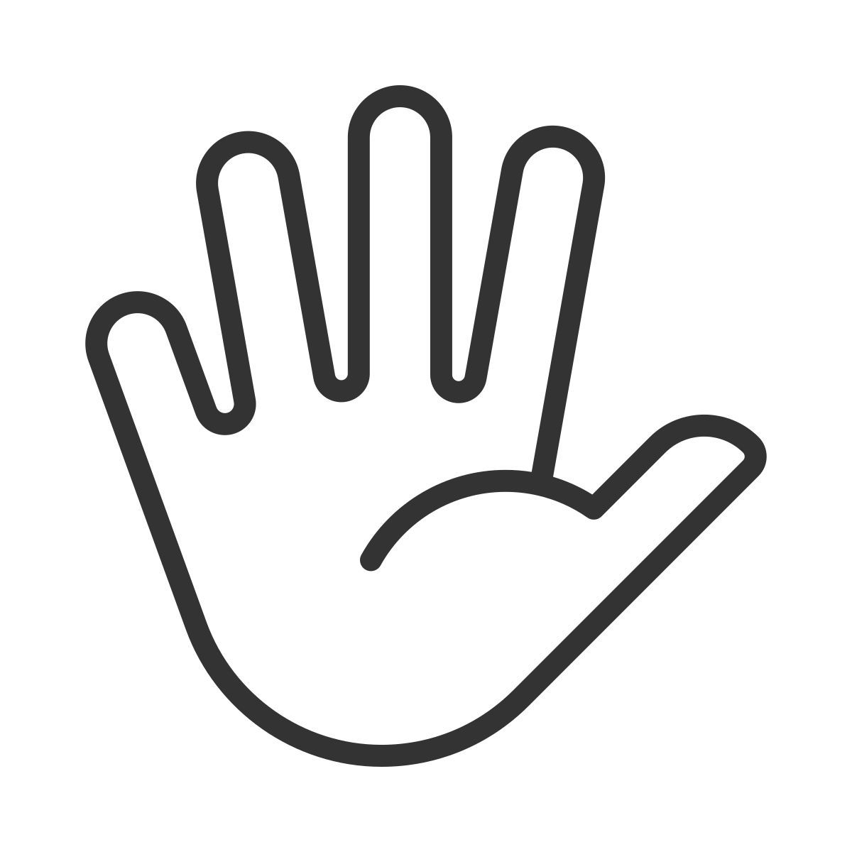 hand with splayed fingers icon