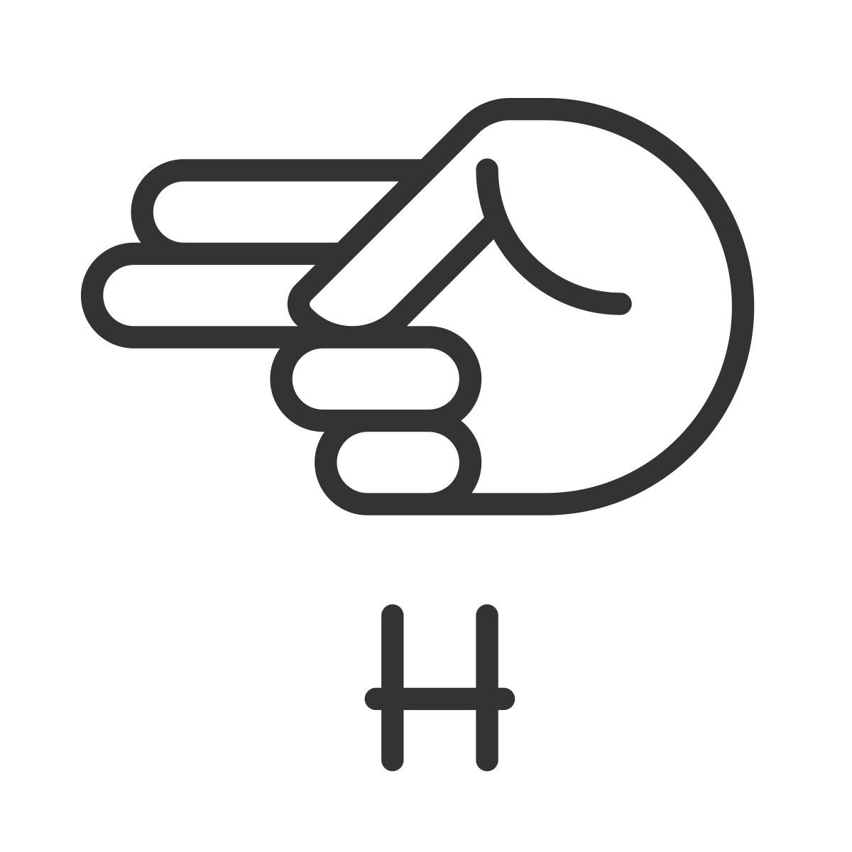 letter h in asl icon