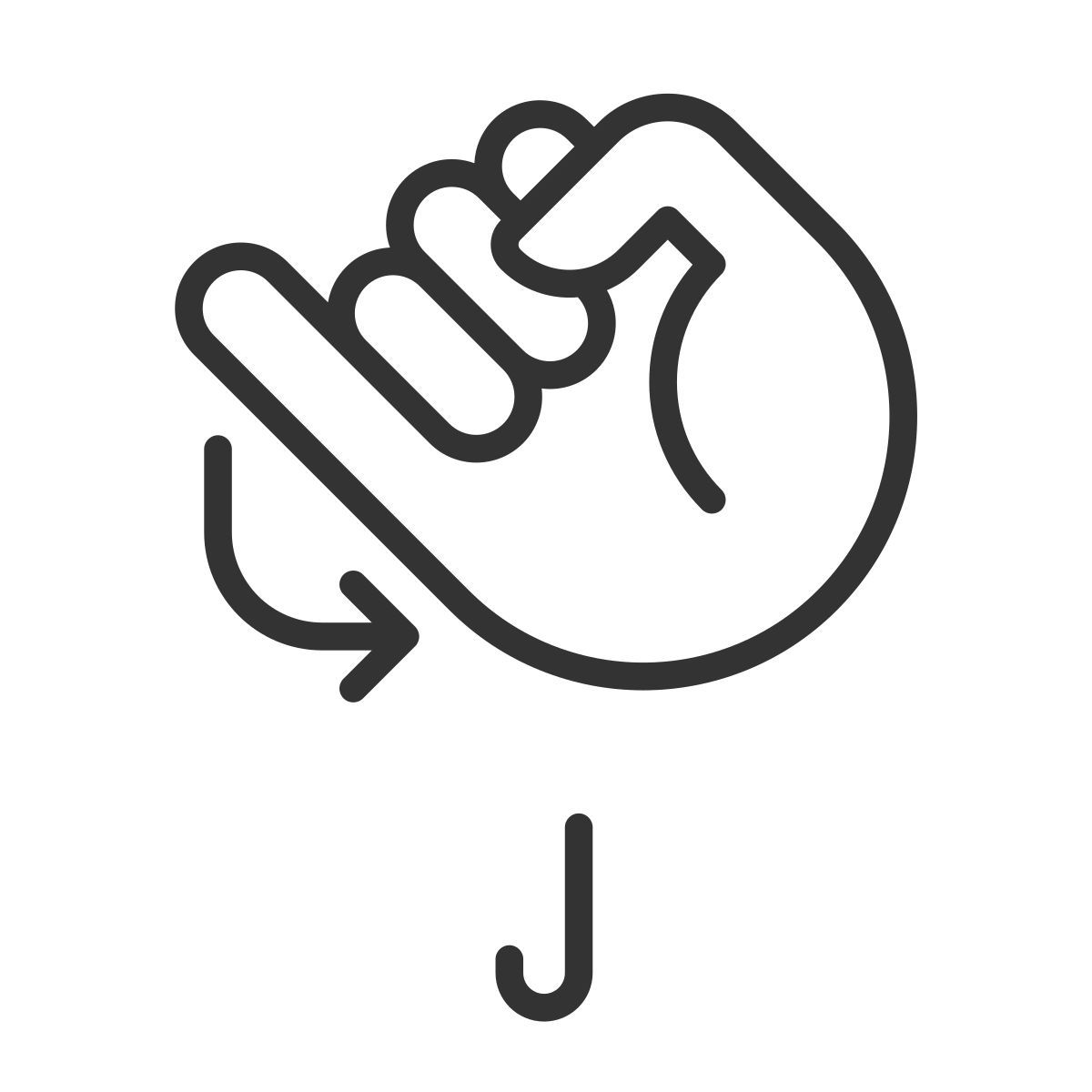 letter j in asl icon