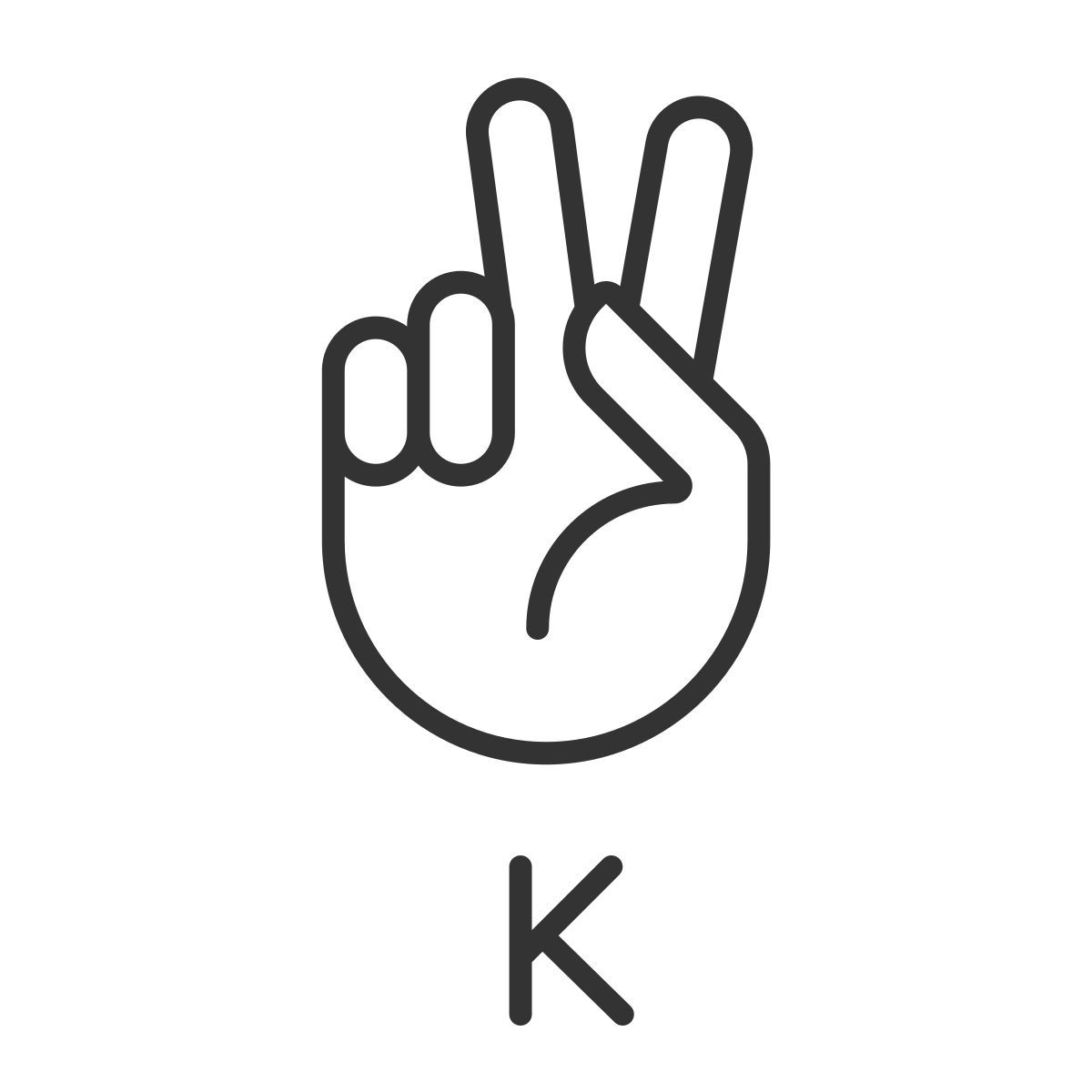 letter k in asl icon