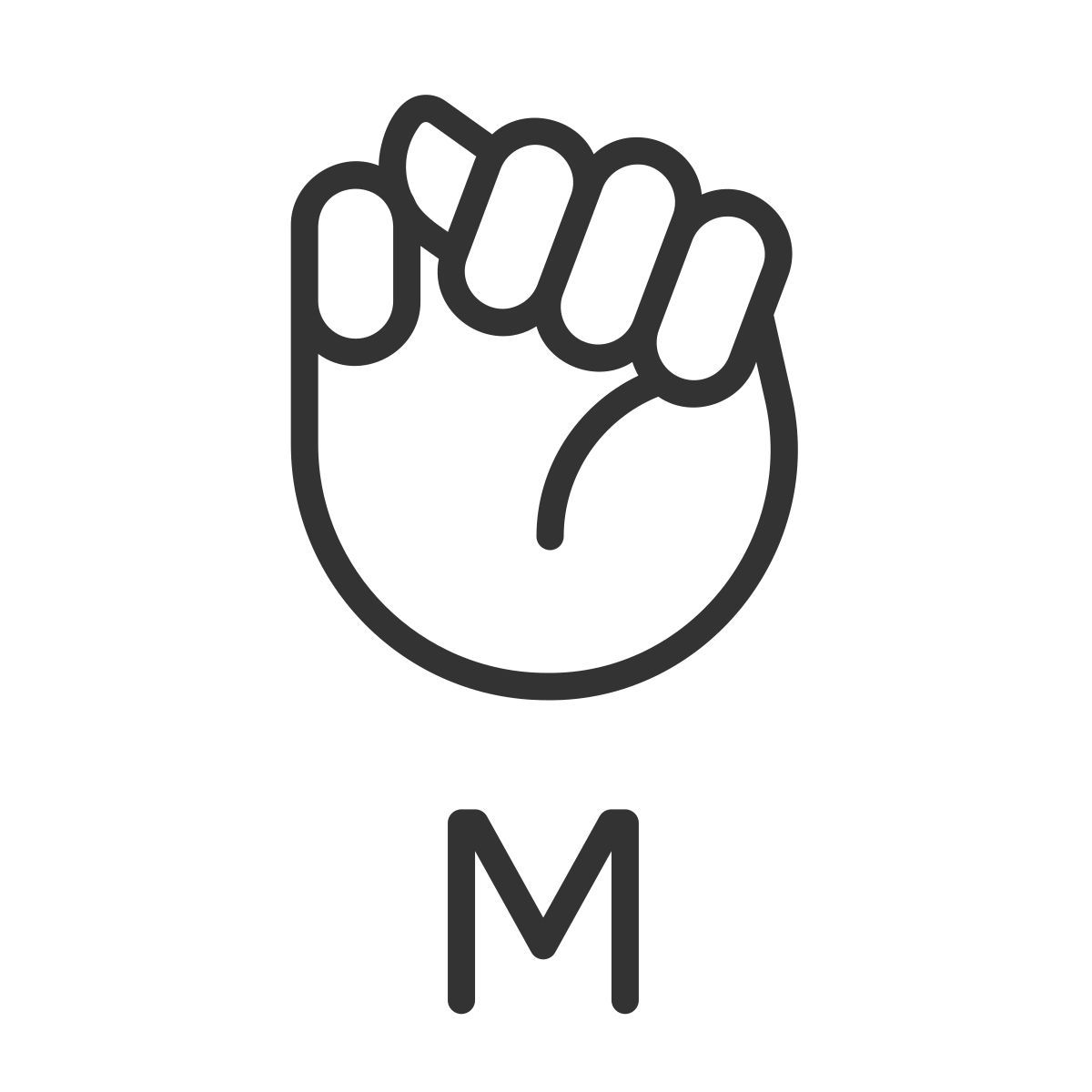 letter m in asl icon