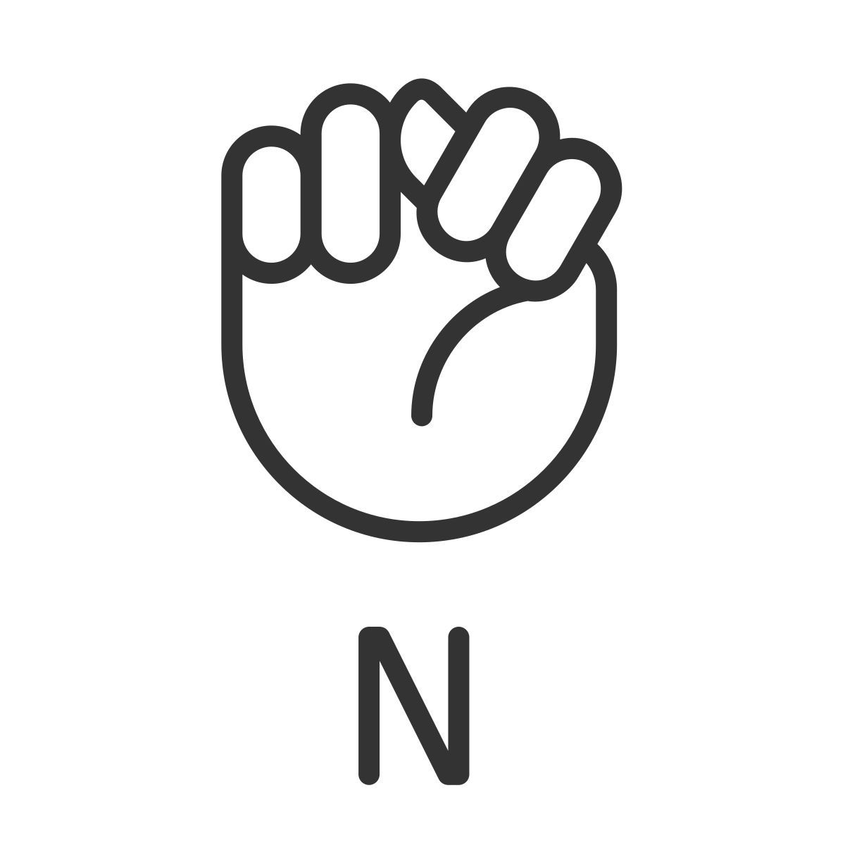 letter n in asl icon
