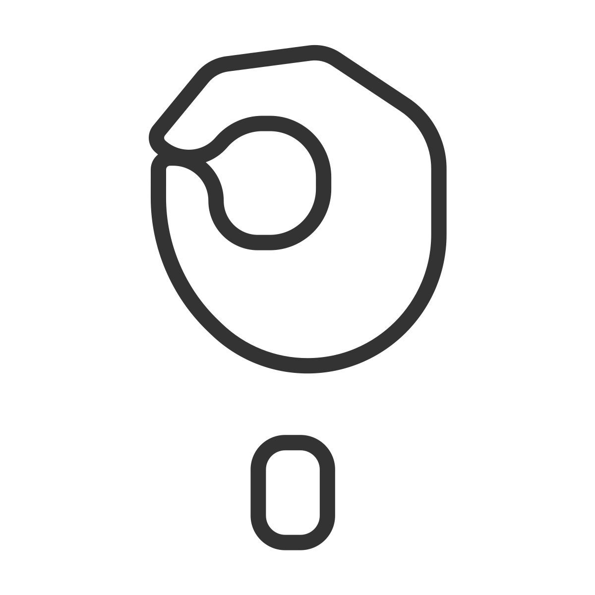 letter o in asl icon