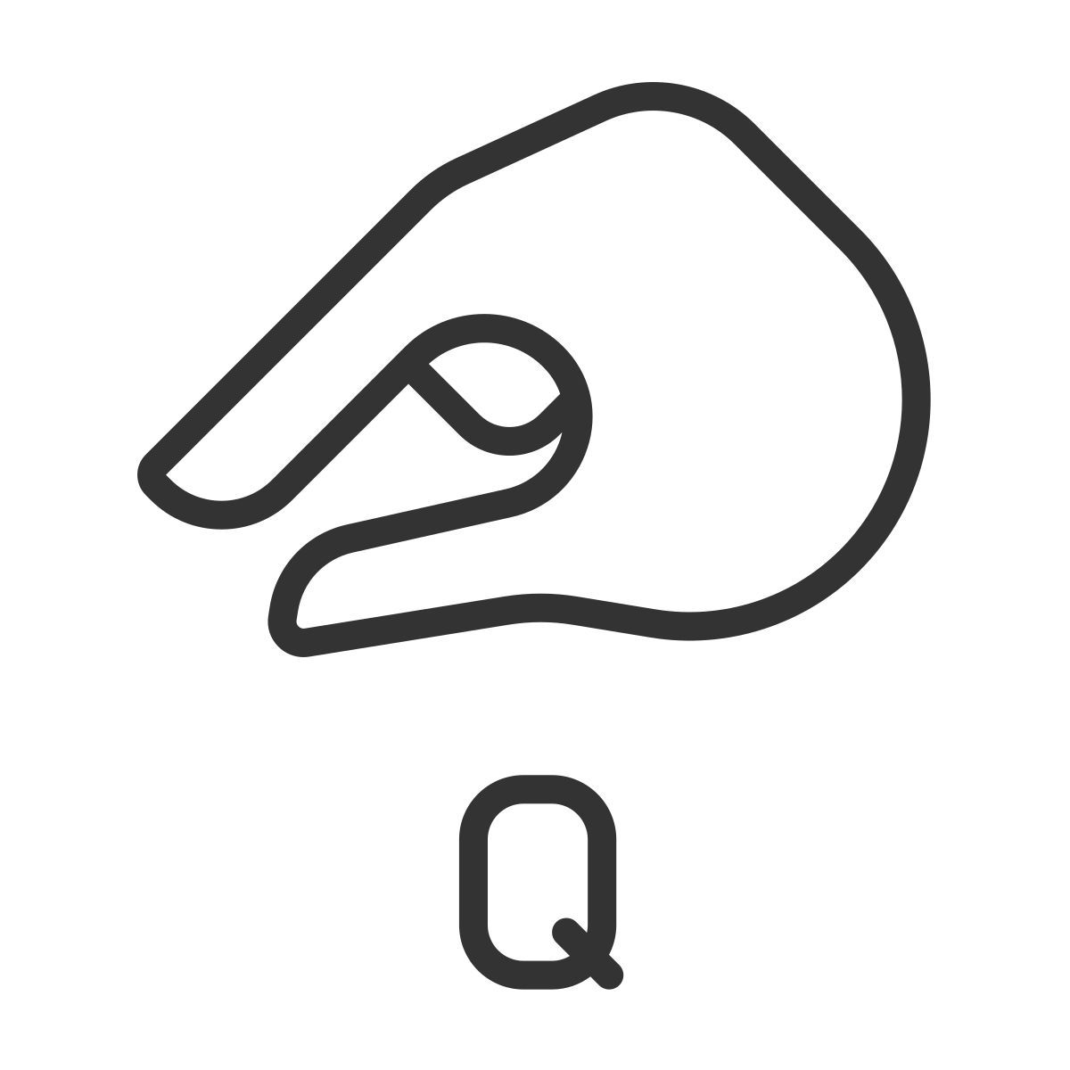 letter q in asl icon