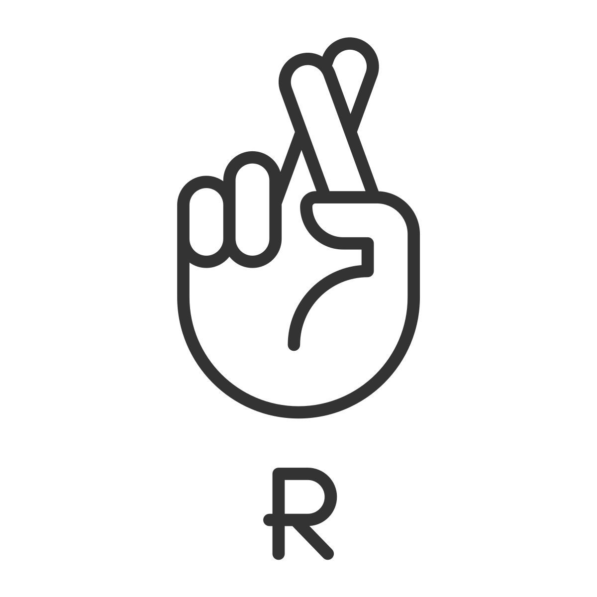 letter r in asl icon