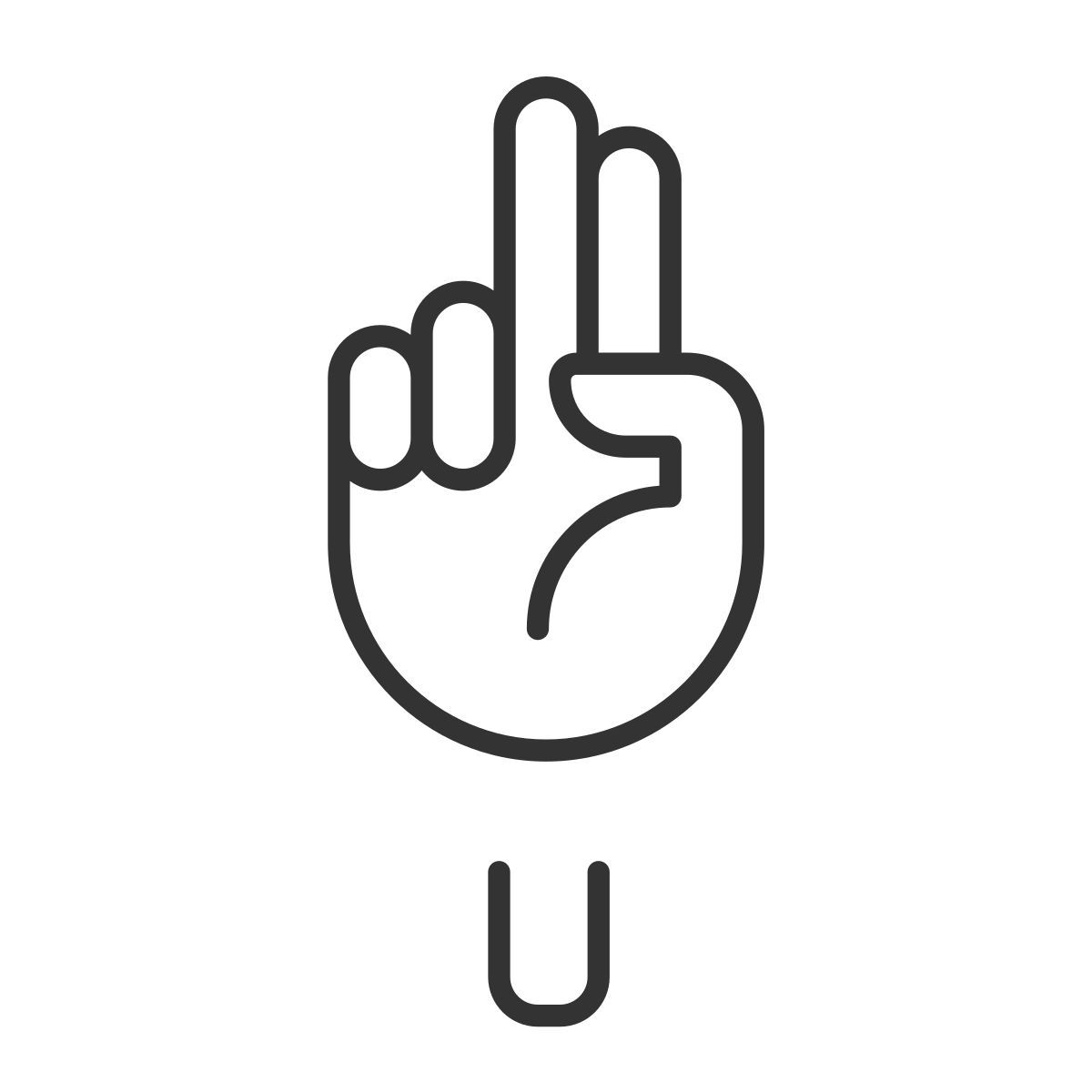 letter u in asl icon